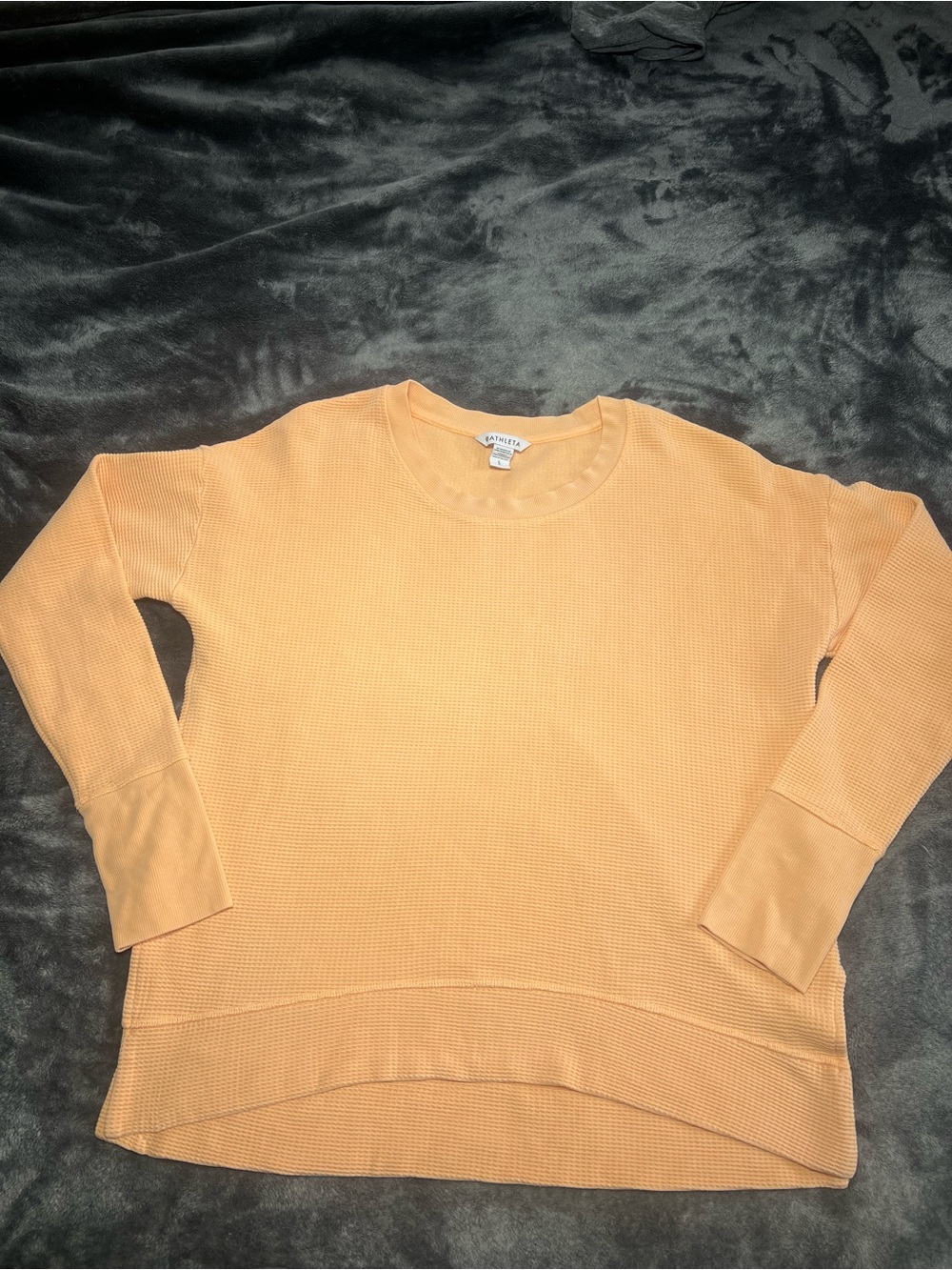 Athleta Lightweight bright Orange Crewneck Waffle Sweater